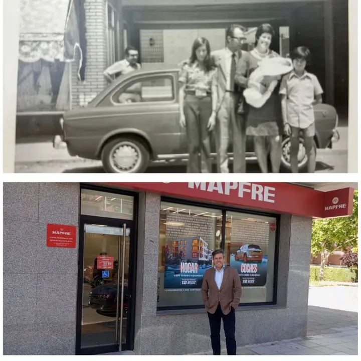 Del bautizo (1973) a la actualidad (2024) en la misma ubicación.