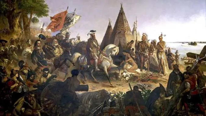 Hernando-de-Soto-descubriendo-el-rio-Misisipi