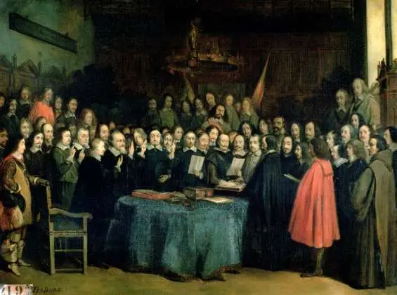 Claude_Jacquand_-_The_Swearing_of_the_Oath_of_Ratification_of_the_Treaty_of_Munster_15th_May_1648_-_(MeisterDrucke-35991)