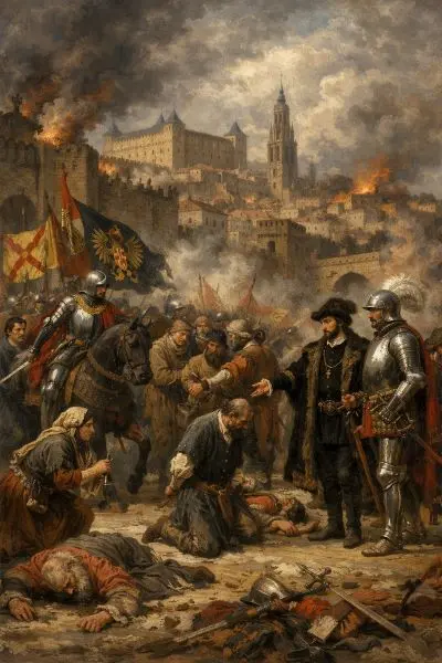 La ciudad de Toledo se rindi&oacute; definitivamente ante las tropas realistas del rey Carlos I el&nbsp;<strong jscontroller="zYmgkd" jsuid="yC43_a" data-processed="true">3 de febrero de 1522</strong>&nbsp;(no 1521), marcando el final de la Guerra de las Comunidades. Liderada por&nbsp;<a jsuid="yC43_c" data-ved="2ahUKEwiYvcLJ8LySAxXMhf0HHaWMAT0QgK4QegQIARAB" data-hveid="CAEQAQ" data-processed="true" href="https://www.google.com/search?q=Mar%C3%ADa+Pacheco&amp;sca_esv=dc45e1216515a3e4&amp;sxsrf=ANbL-n6EUDIrXct9HoOYKkHgclEN9oK0nw%3A1770106407393&amp;ei=J66Bab_QF7yE9u8Pm5mlkAI&amp;biw=1358&amp;bih=636&amp;aic=0&amp;ved=2ahUKEwiYvcLJ8LySAxXMhf0HHaWMAT0QgK4QegQIARAB&amp;uact=5&amp;oq=La+ciudad+de+Toledo+se+rinde+ante+las+tropas+del+Rey+Carlos+I+de+Espa%C3%B1a+y+V+de+Alemania+durante+la+Guerra+de+las+Comunidades.3+de+febrero+1521&amp;gs_lp=Egxnd3Mtd2l6LXNlcnAijwFMYSBjaXVkYWQgZGUgVG9sZWRvIHNlIHJpbmRlIGFudGUgbGFzIHRyb3BhcyBkZWwgUmV5IENhcmxvcyBJIGRlIEVzcGHDsWEgeSBWIGRlIEFsZW1hbmlhIGR1cmFudGUgbGEgR3VlcnJhIGRlIGxhcyBDb211bmlkYWRlcy4zIGRlIGZlYnJlcm8gMTUyMUgAUABYAHAAeAGQAQCYAQCgAQCqAQC4AQPIAQD4AQGYAgCgAgCYAwCSBwCgBwCyBwC4BwDCBwDIBwCACAA&amp;sclient=gws-wiz-serp&amp;mstk=AUtExfAmsWLiFyfZ-tOekkRNkJKic7n3_tdvPgozFClhvbI-s8GuH9uXALUvuUulpjs4J1oxcBXYs5iVRqftbhBPBTb3dburuFP0W7ElIrbF5AjwdM_ua9Tvkh0ecuhBhByuiVH67P5o8e7TUUtkxILJvO_mZgYosuUrHspDpbjRmx2QqjiP8sbpy7xhV5B-MlaEcrhIwohJ3OAvWLvWkhEgK6dI9A&amp;csui=3">Mar&iacute;a Pacheco</a>&nbsp;tras la derrota en Villalar (23 de abril de 1521), la ciudad sostuvo la resistencia hasta la rendici&oacute;n pactada, culminando la pacificaci&oacute;n del reino.&nbsp;