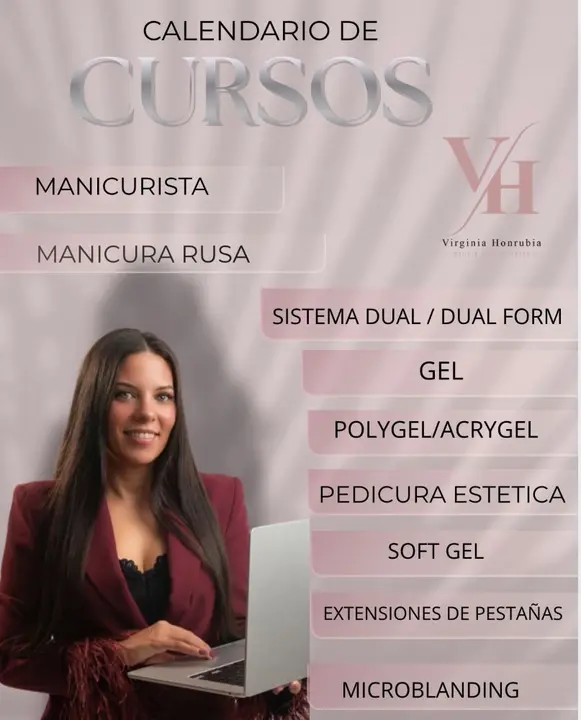 Promoci&oacute;n de los cursos de manicura profesional impartidos por Virginia Honrubia. Formaci&oacute;n pr&aacute;ctica y completa para quienes quieren especializarse en t&eacute;cnicas de u&ntilde;as y crecer profesionalmente en el sector de la est&eacute;tica.