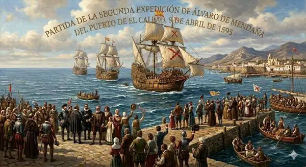 El 9 de abril de 1595 zarp&oacute; del puerto del Callao la segunda expedici&oacute;n al Pac&iacute;fico Sur liderada por &Aacute;lvaro de Menda&ntilde;a, en busca de nuevas tierras y rutas en el oc&eacute;ano.