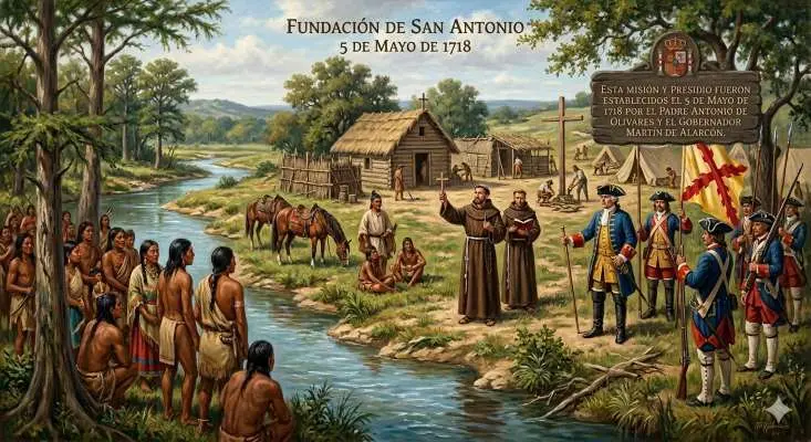 Fundaci&oacute;n de San Antonio (Texas). 5 de mayo 1718