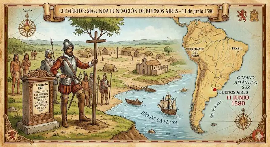 El 11 de junio Juan De Garay funda la ciudad de Buenos Aires