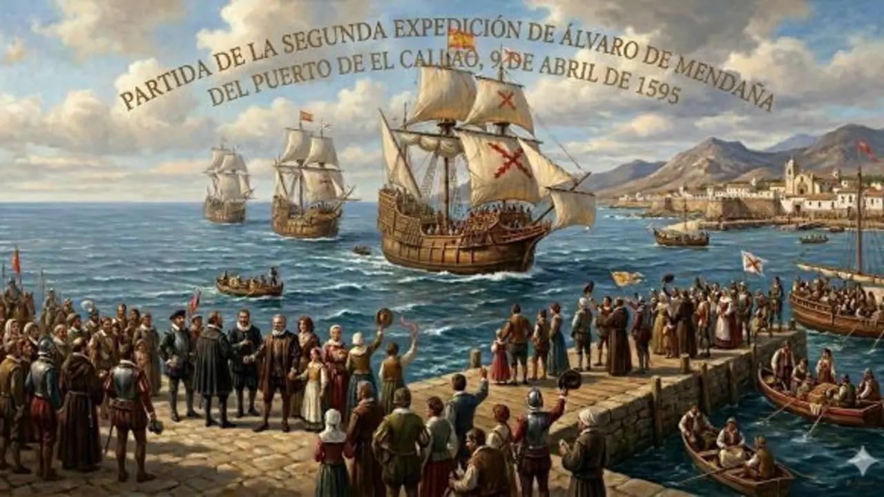 El 9 de abril de 1595 zarp&oacute; del puerto del Callao la segunda expedici&oacute;n al Pac&iacute;fico Sur liderada por &Aacute;lvaro de Menda&ntilde;a, en busca de nuevas tierras y rutas en el oc&eacute;ano.