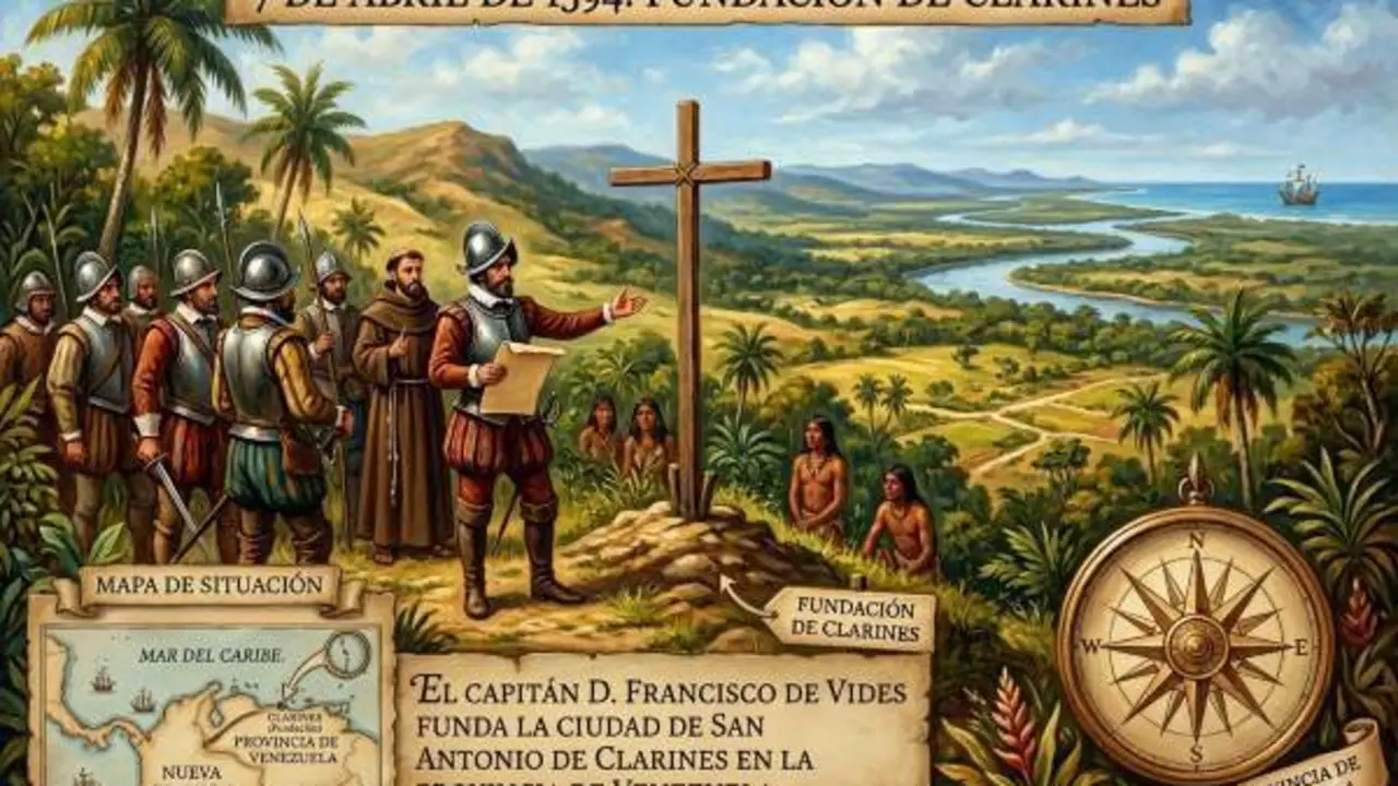 El 7 de abril de 1594, el capit&aacute;n espa&ntilde;ol Francisco de Vides fund&oacute; la ciudad de Clarines, en la actual Venezuela, establecida a orillas del r&iacute;o Unare y habitada previamente por comunidades ind&iacute;genas.