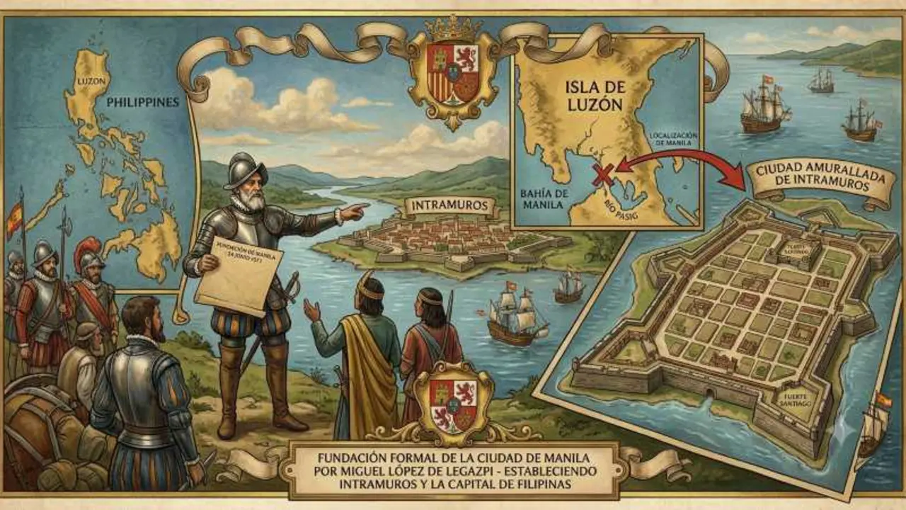 <p data-path-to-node="0">El 24 de junio de 1571, el conquistador Miguel L&oacute;pez de Legazpi fund&oacute; formalmente la ciudad de <b data-path-to-node="0" data-index-in-node="95">Manila</b>, estableci&eacute;ndose&nbsp;como la capital colonial espa&ntilde;ola en Filipinas</p>

<p data-path-to-node="1">&nbsp;</p>
