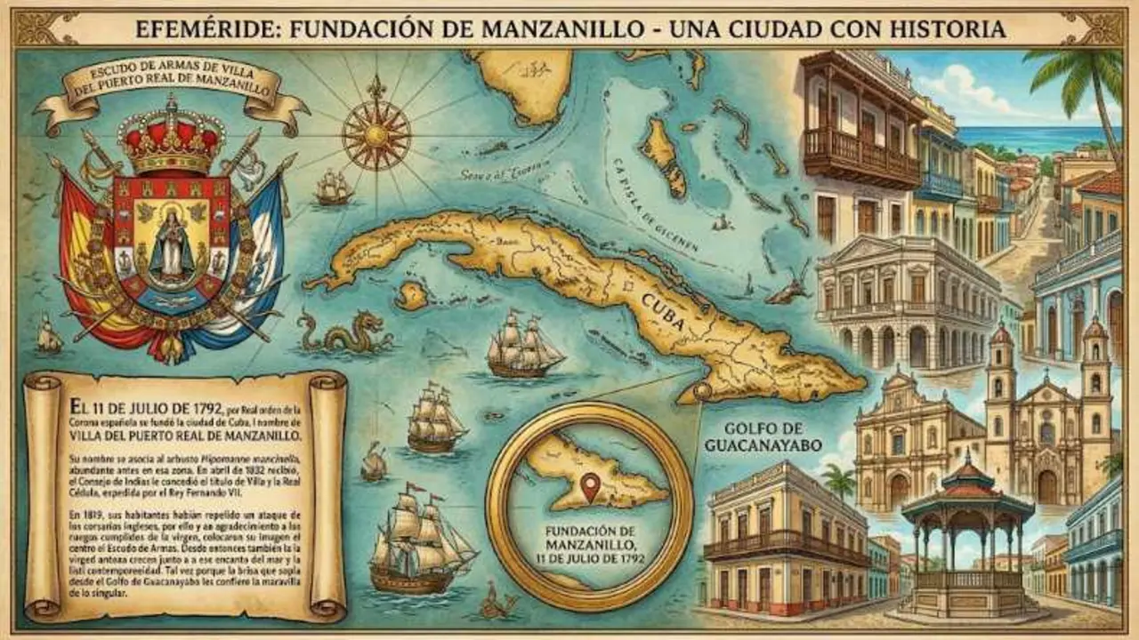 Fundaci&oacute;n de la ciudad de Manzanillo en la isla de Cuba