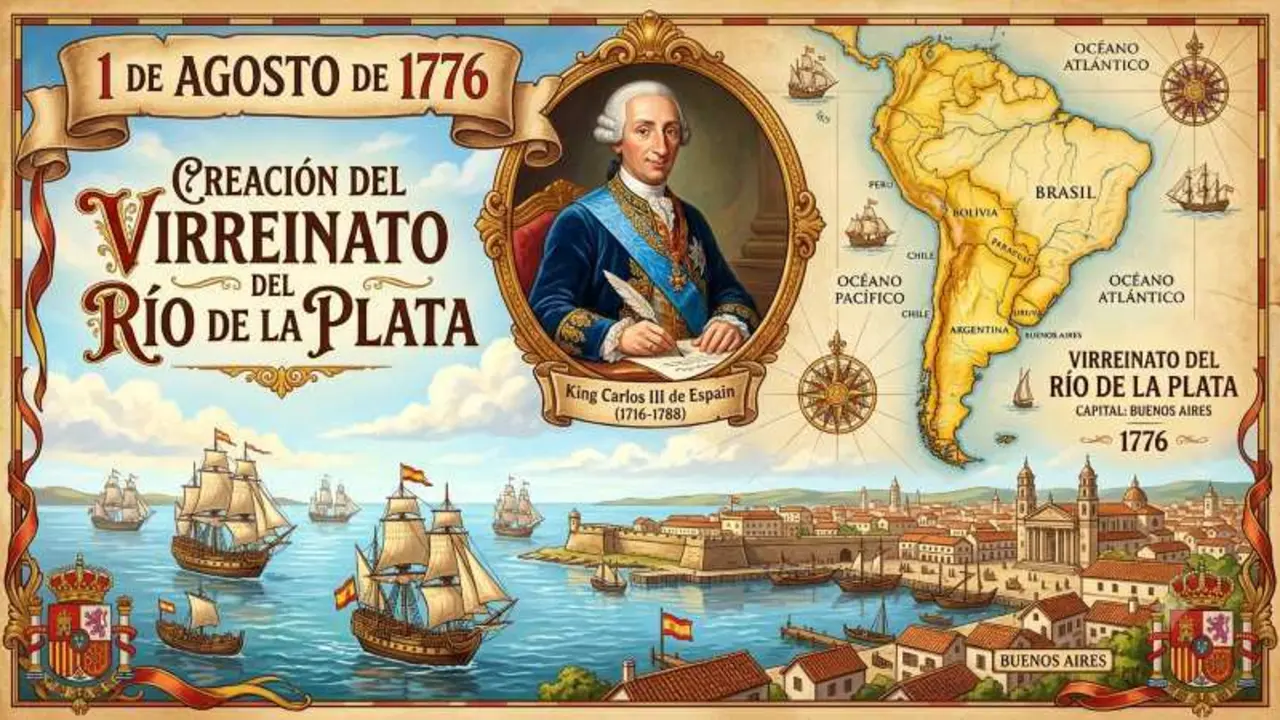 <b data-path-to-node="4" data-index-in-node="0">1 de agosto de 1776:</b> El rey Carlos III decreta la creaci&oacute;n del Virreinato del R&iacute;o de la Plata (oficializado de forma definitiva en 1777)