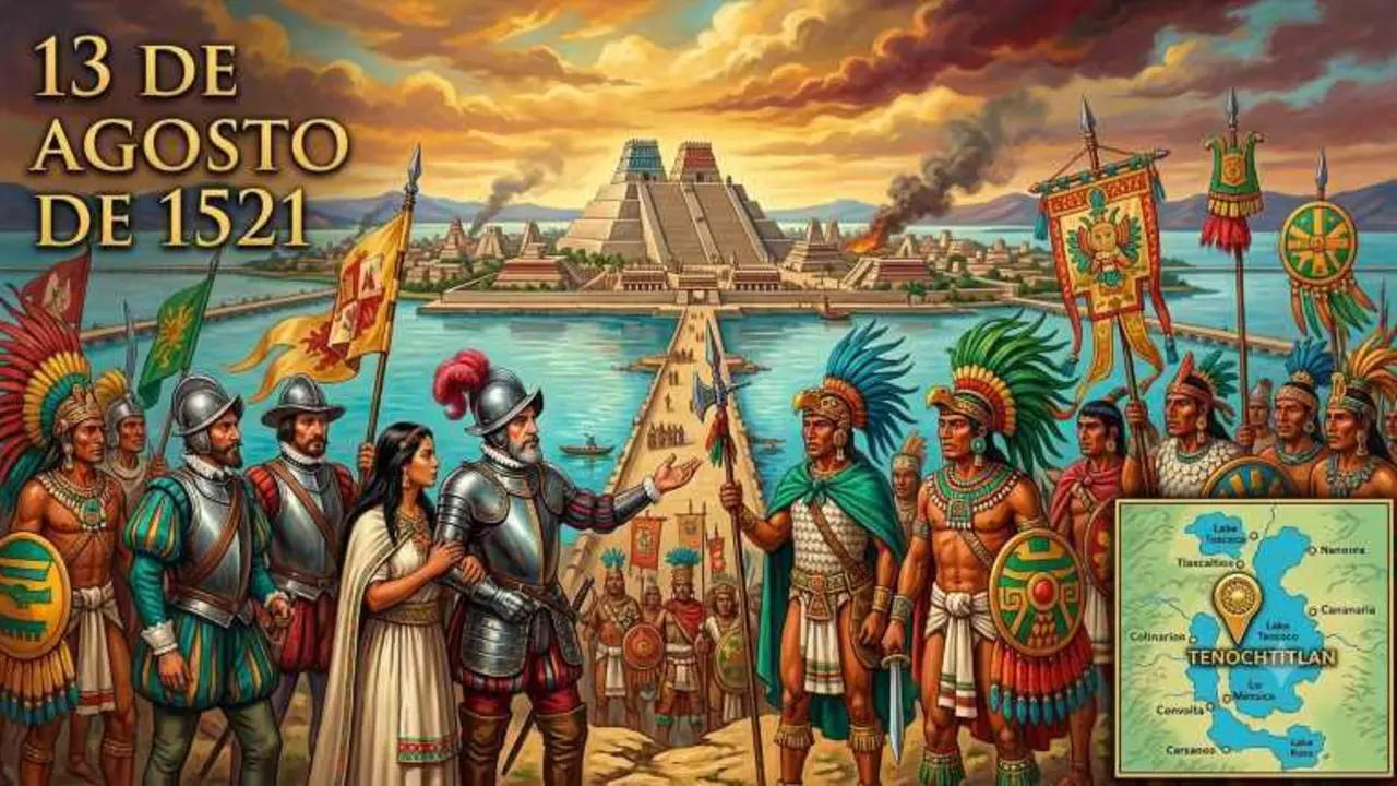 Culminaci&oacute;n del sitio de M&eacute;xico-Tenochtitlan tras noventa d&iacute;as de asedio