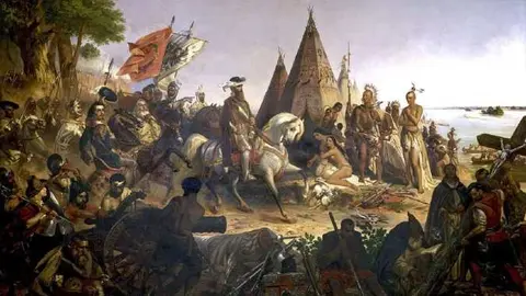 Hernando-de-Soto-descubriendo-el-rio-Misisipi