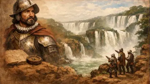 El 31 de enero de 1542, el conquistador espa&ntilde;ol &Aacute;lvar N&uacute;&ntilde;ez Cabeza de Vaca se convirti&oacute; en el primer europeo en contemplar las imponentes Cataratas del Iguaz&uacute;. Asombrado por su tama&ntilde;o y fuerza, las bautiz&oacute; originalmente como &ldquo;Saltos de Santa Mar&iacute;a&rdquo;, dejando uno de los primeros registros hist&oacute;ricos europeos de este espectacular conjunto de cascadas naturales.