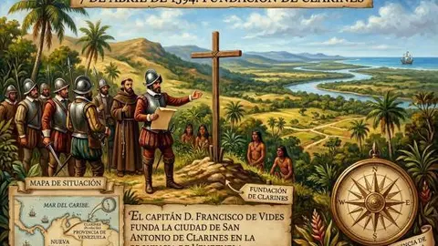 El 7 de abril de 1594, el capit&aacute;n espa&ntilde;ol Francisco de Vides fund&oacute; la ciudad de Clarines, en la actual Venezuela, establecida a orillas del r&iacute;o Unare y habitada previamente por comunidades ind&iacute;genas.