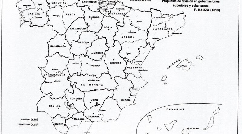 Propuesta de división de gobernaciones superiores y subalternas. F. Bauzà. 1813