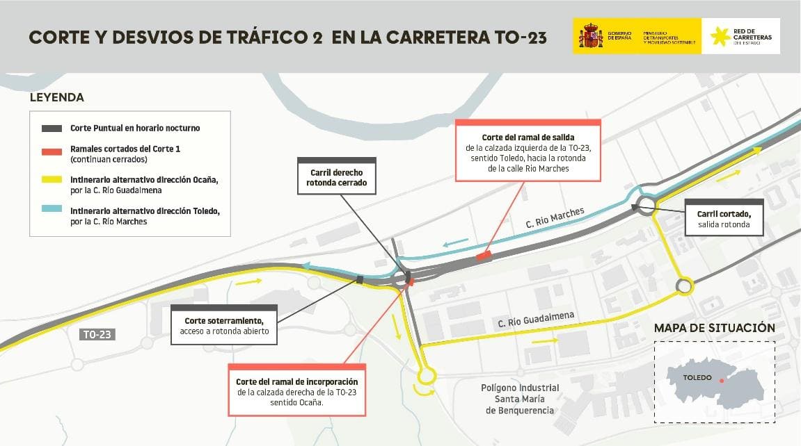 Cortes y desvios de tráfico 2 en la carretera TO-23