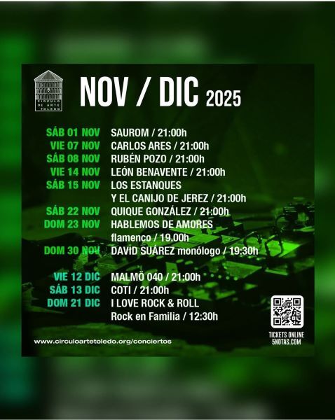 Programación Círculo de Arte Toledo. Noviembre y diciembre