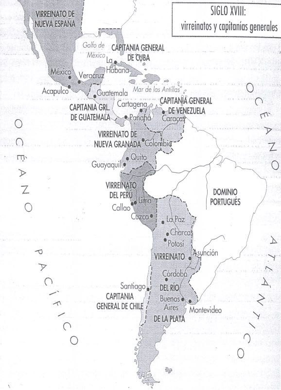 Virreinatos y capitanias generales 1783