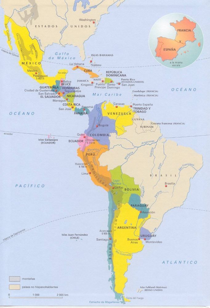 <p data-start="241" data-end="639">Mapa que muestra los países de Hispanoamérica que lograron su independencia de España a lo largo del siglo XIX. La imagen destaca la ubicación de cada estado hispanoamericano actual, reflejando la reorganización política del continente tras las guerras de independencia y la creación de nuevas naciones soberanas.</p>

<p data-start="641" data-end="832">Am</p>
